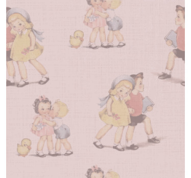 Untersetzer Vintage 80er jahre Muster kinder und blumen - TenStickers