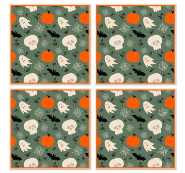 Pumpkins, ghosts and spiders Halloween coaster - TenStickers
