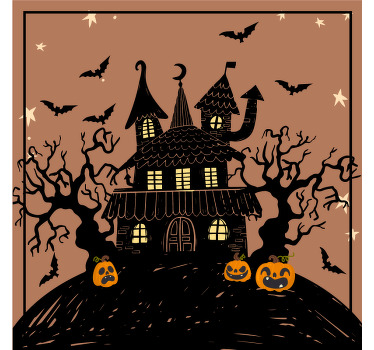 Haunted house with bats  Halloween coaster - TenStickers
