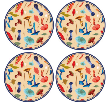 Sous-verre moderne Champignons dessin au lavis - TenStickers