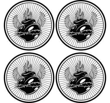 Posavasos moderno Corazón tabú blanco y negro - TenVinilo