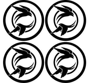 黒と白のツバメ鳥現代コースター - TENSTICKERS