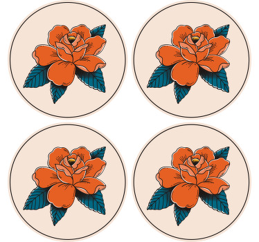 Colourful retro rose design vintage coaster - TenStickers