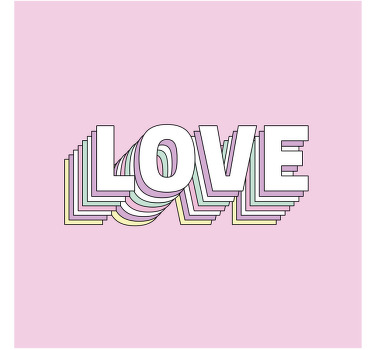Pink og hvid kærlighedstypografi tekst coaster - TenStickers