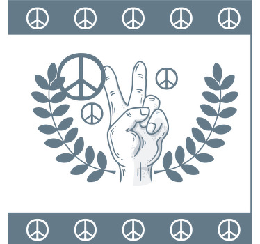 Untersetzer Vintage Friedenshand mit friedenssymbolmuster - TenStickers