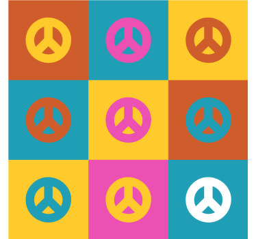 Untersetzer Vintage Farbblock-friedenssymbole Muster - TenStickers
