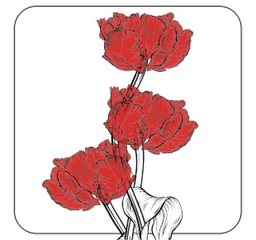 Red vertical tulips pattern  more coasters - TenStickers