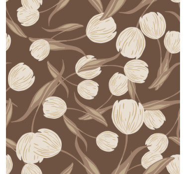 Elegante patrón de tulipanes beige más posavasos - TenVinilo