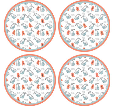 Cute minimalistic penguins with trees coaster - TenStickers