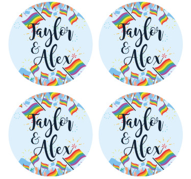 Henkilökohtainen ylpeyden sateenkaarilippu muokattavat lasinaluse - Tenstickers