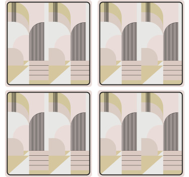 パステルカラーの幾何学的な都市デザインコースター - TENSTICKERS