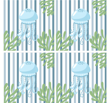 Modra meduza morska bitja sodobna podstavka - TenStickers