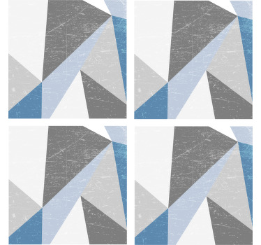 Grey and blue triangle geometric modern coaster - TenStickers