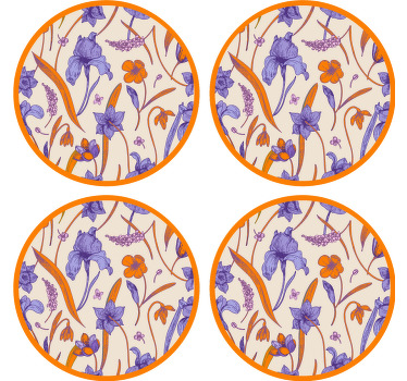 Flor de azafrán púrpura y naranja más posavasos - TenVinilo