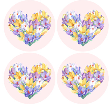 çiğdem çiçeği kalp tasarımı daha fazla bardak altlığı - TenStickers