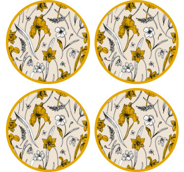 Vita och gula krokusblommor fler glasunderlägg - Tenstickers