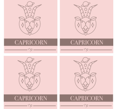 Posavasos moderno Capricornio tarjeta rosa signo del zodíaco - TenVinilo