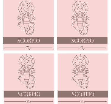 Posavasos moderno Escorpio tarjeta rosa signo del zodíaco - TenVinilo