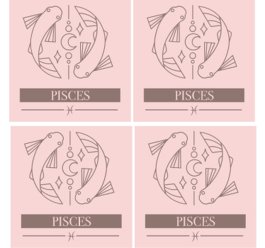 물고기 자리 핑크 카드 조디악 로그인 현대 코스터 - TenStickers