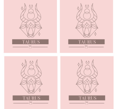 Taurus pink card zodiac sign modern coaster - TenStickers