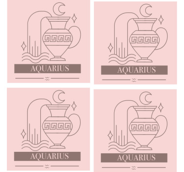Vattumannen rosa kort zodiaken modern glasunderlägg - Tenstickers