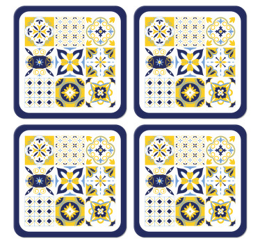 Blue Moroccan style tile coaster - TenStickers