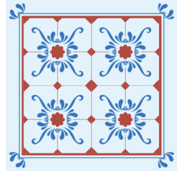 Mavi renk "granada" tarzı kiremit bardak altlıkları - TenStickers