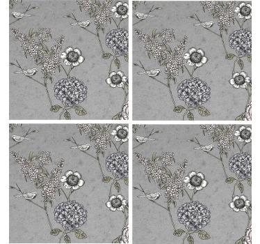 Grey vintage twigs with birds vintage coaster - TenStickers