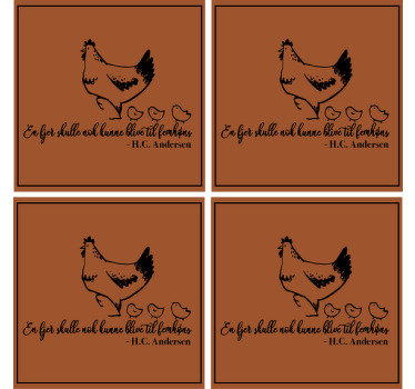 Hc andersen fjer og høns citat coastere - TenStickers