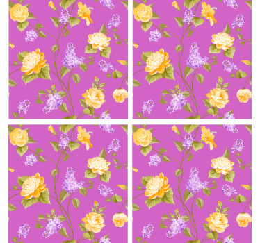 Untersetzer mit floralem druck gelbe rosen - TenStickers