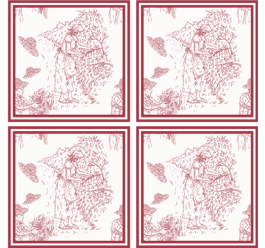 γαλλικό vintage μοτίβο σε κόκκινο vintage σουβέρ - TenStickers