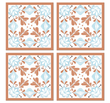 Floral Mediterranean tiles coasters - TenStickers