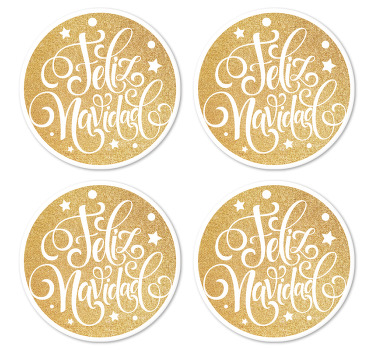 Posavasos Feliz Navidad efecto dorado - TenVinilo