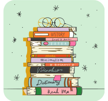 Cute books stacked coasters - TenStickers
