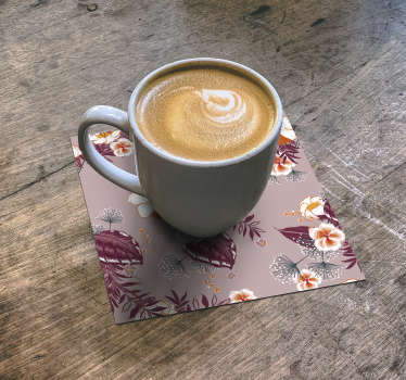 Posavasos con estampado floral colorido - TenVinilo