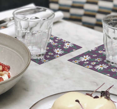 Posavasos de flores margarita morado - TenVinilo