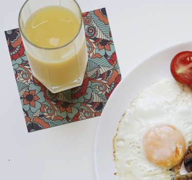 Desenli baskı çiçek bardak altlığı - TenStickers