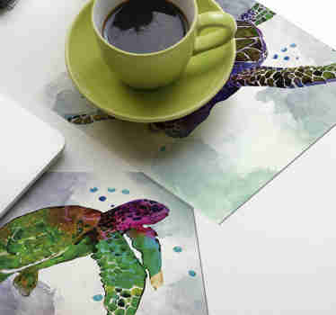Ensemble de sous-verres tortues abstraites colorées - TenStickers