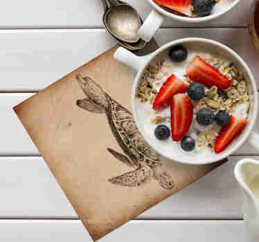 Skildpadde illustration vintage coaster - TenStickers