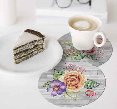 Blomsterbuket vintage coaster - TenStickers