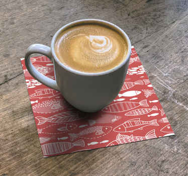 Posavasos textura rojo contracorriente peces - TenVinilo