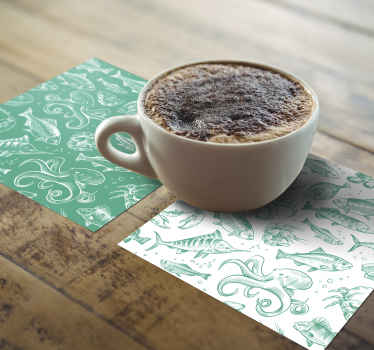 Posavasos textura peces dibujados a mano - TenVinilo