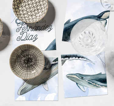 Posavasos con nombre y apellido de ballenas - TenVinilo
