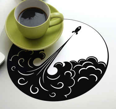 Posavasos vintage cohete retro blanco y negro - TenVinilo