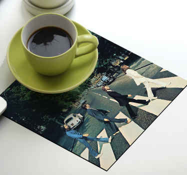 Abbey road geek drink coasters to serve your drinks and beverages in a modern  It is featured with realistic photo image of the abbey road.
