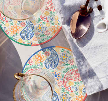 Farverig paisley drink coaster - TenStickers