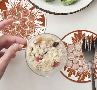 花ペイズリータイルドリンクコースター - TENSTICKERS