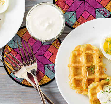 Posavasos mosaico colorido estilo paisley - TenVinilo