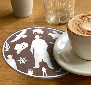 padrão do vaqueiro e dos cavalos base para copos de arenito - TenStickers