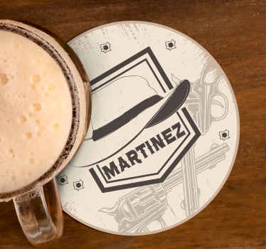 Posavasos cowboy sombrero vaquero con nombre - TenVinilo